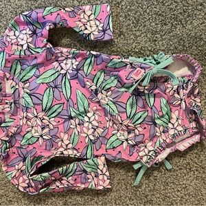 Ruffle Butts Pink and Green Floral Kids Rashguard